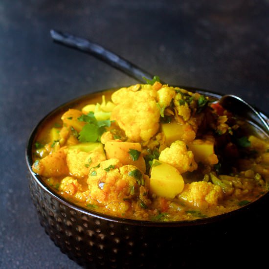 Cauliflower Red Lentil Potato Curry