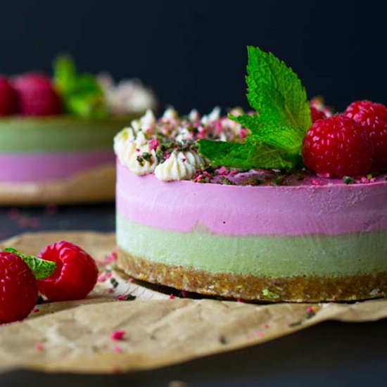 No-Bake Raspberry Mint Cheesecake