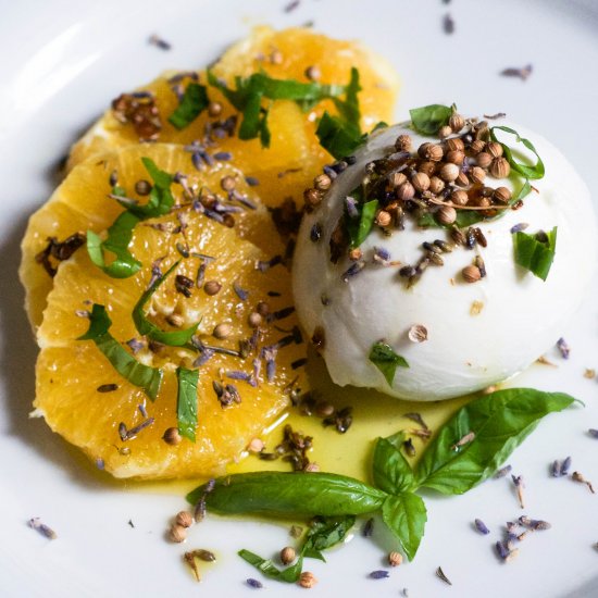 Mozzarella with citrus and lavender