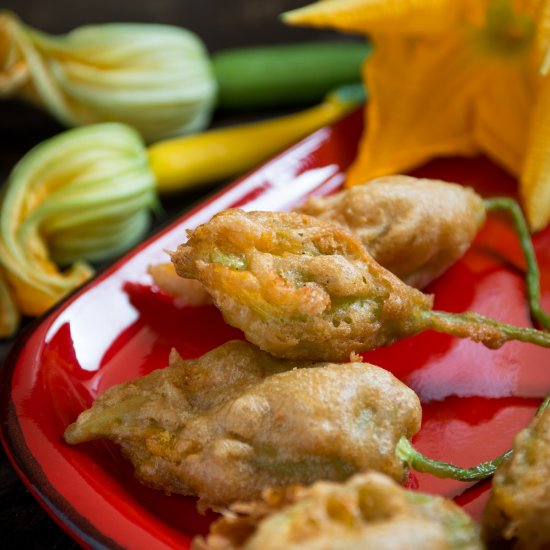 Stuffed zucchini flowers