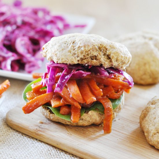 Vegan BBQ Stewed Carrot Sandwich