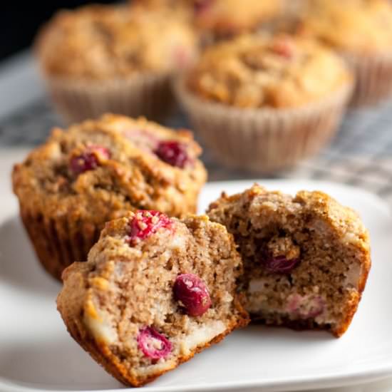 Paleo Pear and Cranberry Muffins