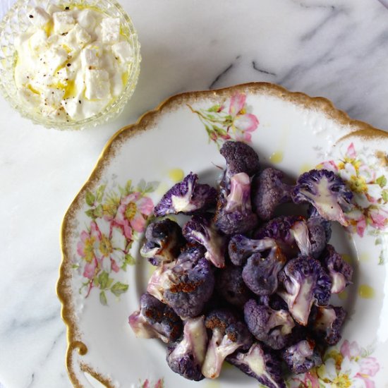 Roasted Cauliflower with Feta Crema