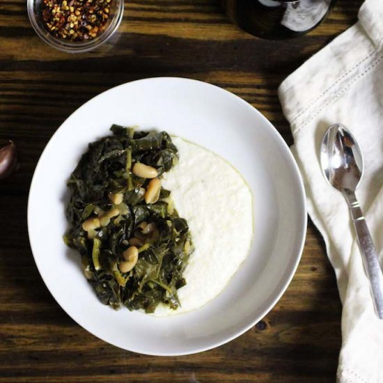 Spicy Braised Kale and White Beans