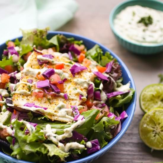 Halibut Salad with Avocado Aioli