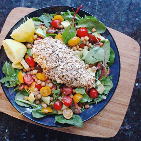 Oat-Crusted Chicken&Chickpea Salad