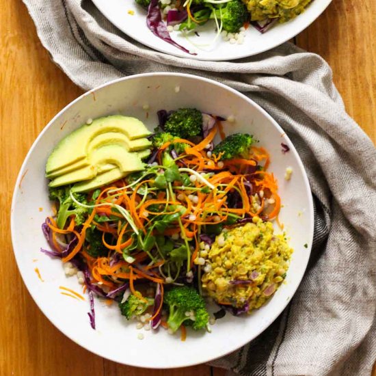 Broccoli & Mashed Chickpea Bowls