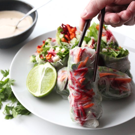 Rainbow Fresh Rolls with Thai Sauce