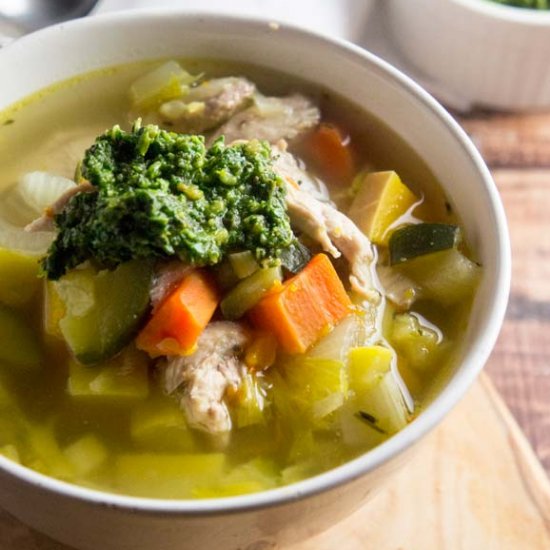 Tuscan Chicken Soup With Pesto