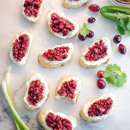 Cranberry Cream Cheese Bruschetta