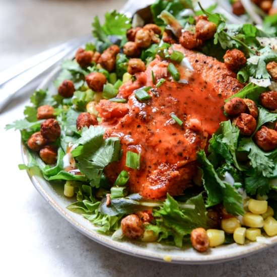 BBQ Salmon Salad & Crunchy Chickpea