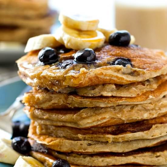 Blueberry Banana Oat Pancakes