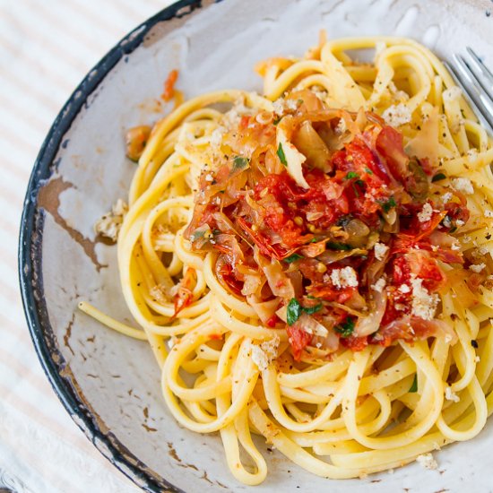 Spaghetti with Oven Roasted Tomatoes