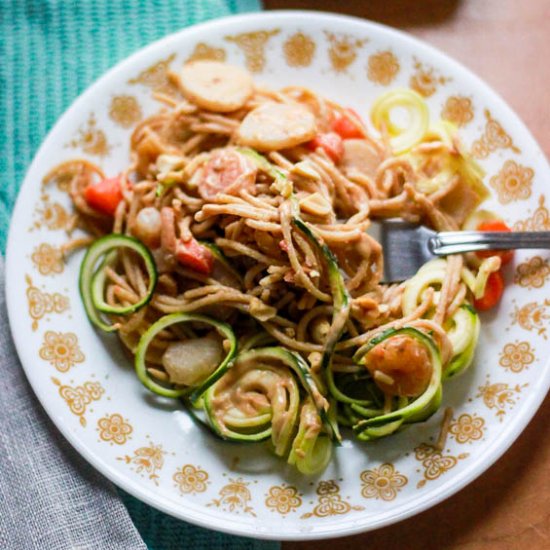 Thai Peanut Shrimp Pasta