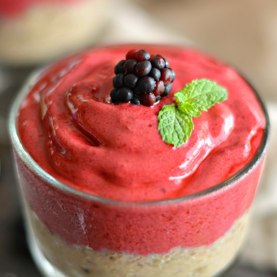 Cranberry Smoothie w/ Quinoa Pudding