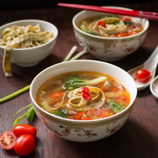 Spicy Tomato Mung Bean Noodle Soup