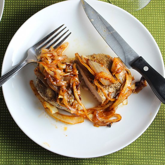 Cumin Sage Pork Chops & Onion Sauce