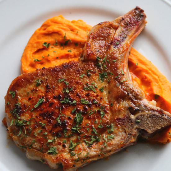 Brined Pork Chop & Sweet Potatoes