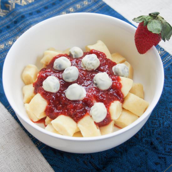 Dessert Gnocchi w/ Strawberry Sauce