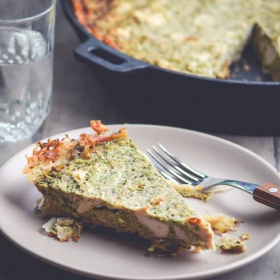 Hash Brown Broccoli Chicken Quiche