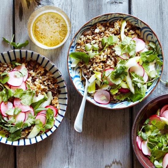 Beef and Ginger Rice with Bok Choy