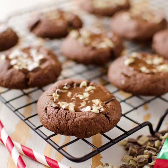 Mint Chocolate Thumbprint Cookies