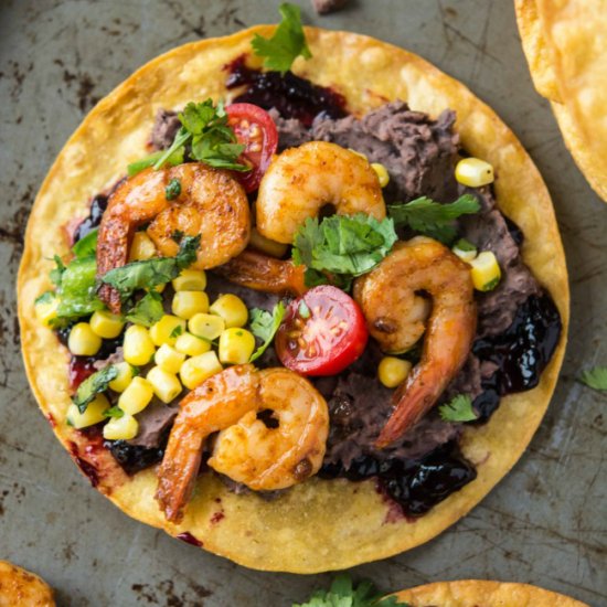 Black Bean and Shrimp Tostadas