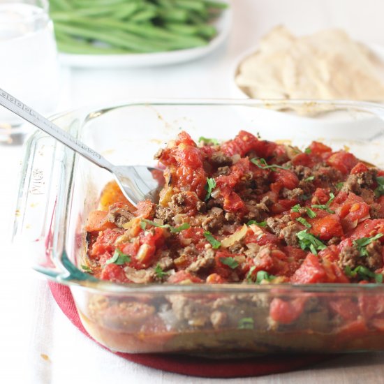 Baked eggplant in tomato stew