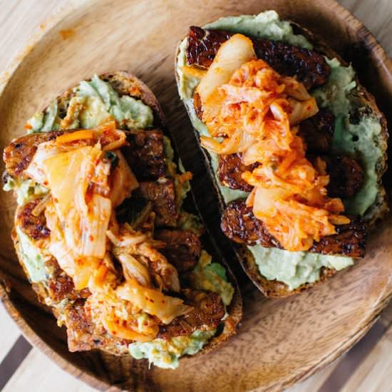 Avocado Toast + Kimchi and Tempeh