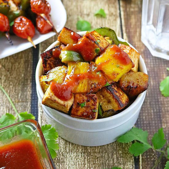 Spicy & Sweet Pineapple Tofu Skewer