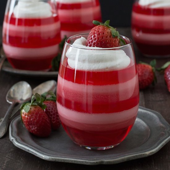 Layered Strawberry Jello Cups