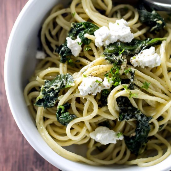 Spinach & Goat Cheese Spaghetti