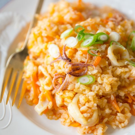 Seafood Rice with Carrots