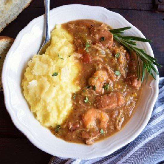 Gumbo with Cheesy Grits