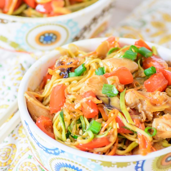 Honey Sriracha Chicken Zoodle Bowls