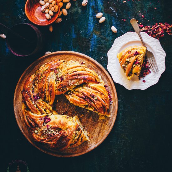 saffron, Rose and Pistachio Bread