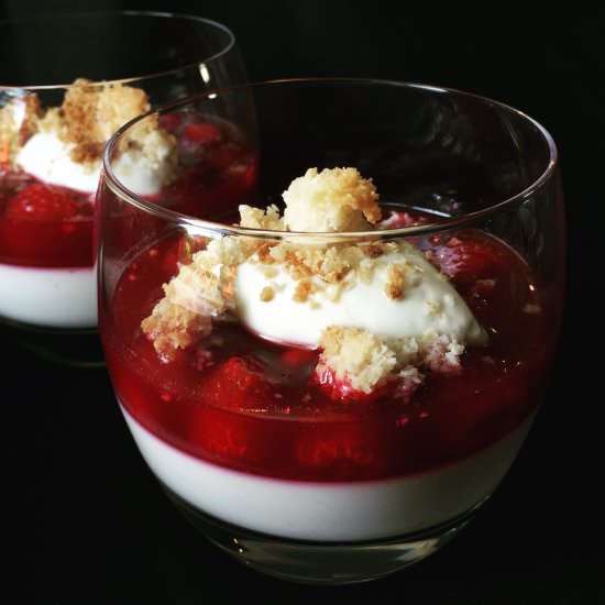 Coconut panna cotta with raspberry