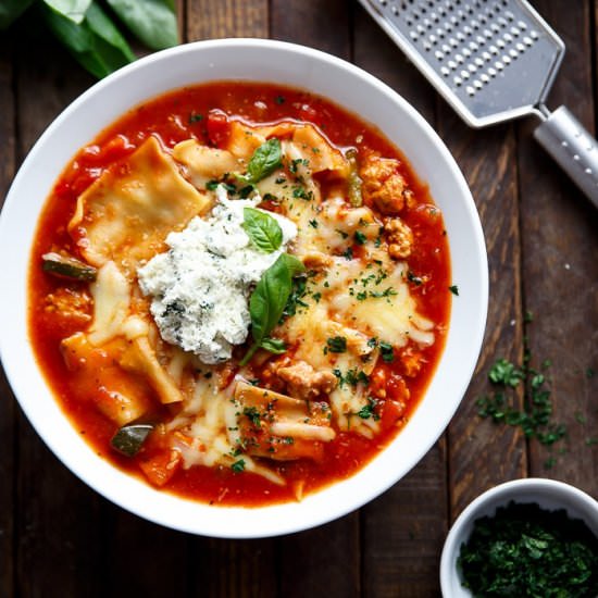 Easy Slow Cooker Lasagna Soup