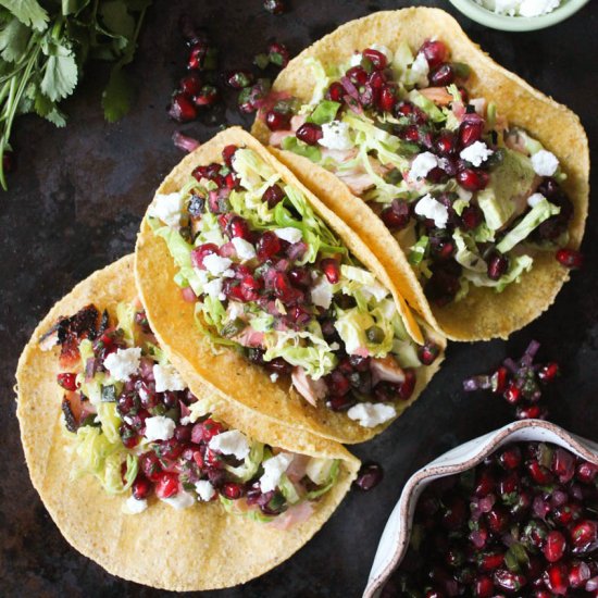 Salmon Tacos w/ Pomegranate Salsa