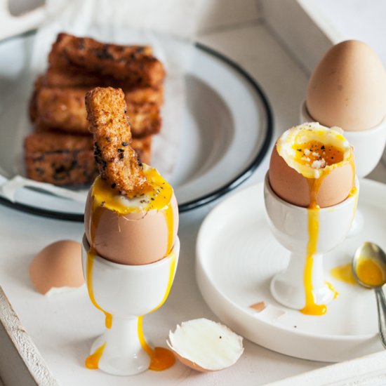 Dippy Eggs and Savory French Toast