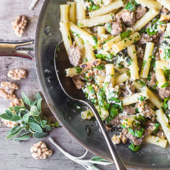 Ziti with Sausage, Lemon and Sage