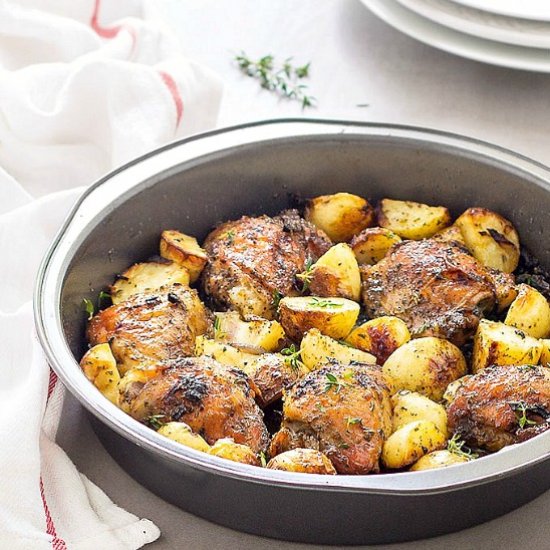 One Pan Baked Chicken and Potatoes