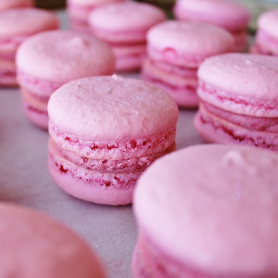 Raspberry Almond Macarons