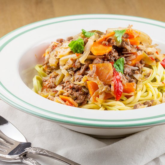 Beefy Roasted Bell Pepper Pasta