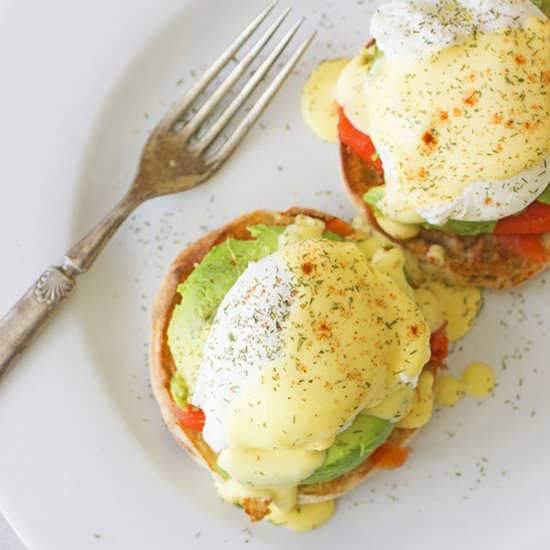 Salmon and Avocado Eggs Benedict