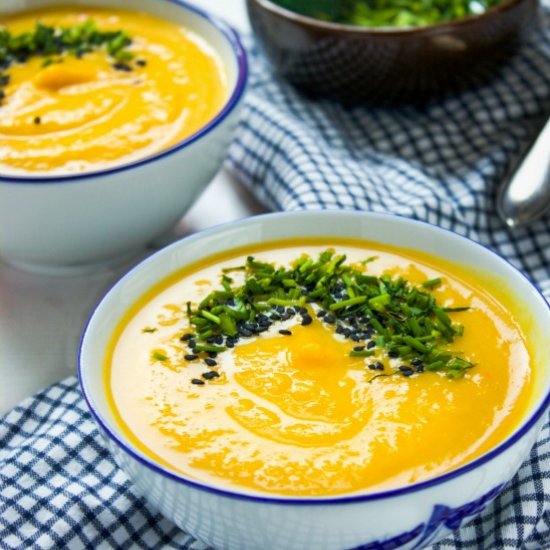 Saffron sweet potato bisque