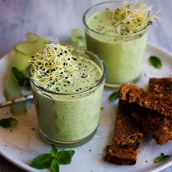 Cucumber, Pea and Yogurt Soup