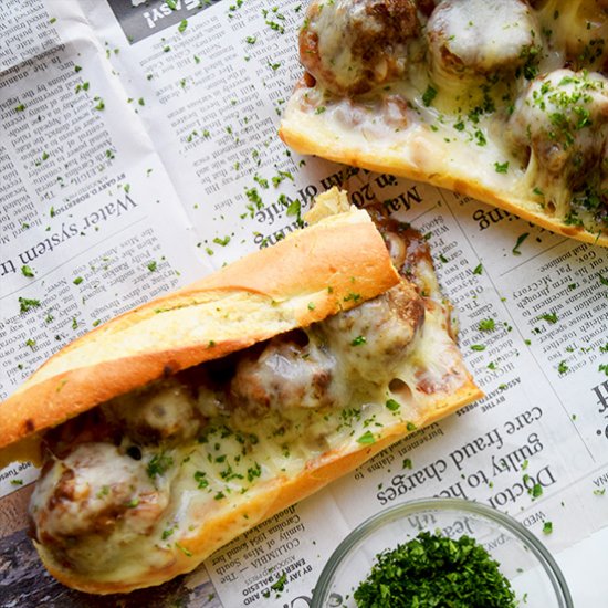 French Onion Meatball Sub