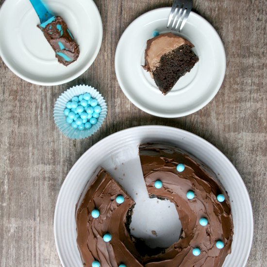 Triple chocolate filled bundt cake