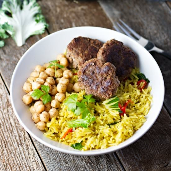 Beef Curry Rice Burger Bowl